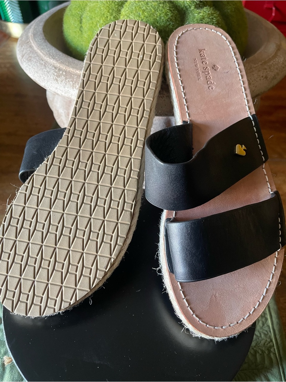 NWOT Kate Spade Size 8 Idreena Black Double-Strap Slide Sandals - Picture 11 of 15